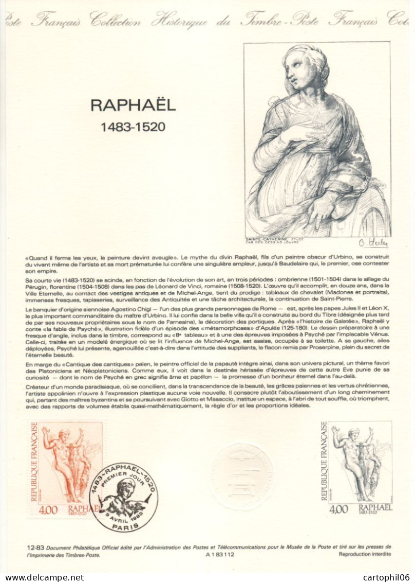 - Document Premier Jour RAPHAËL (1483-1520) - PARIS 9.4.1983 - - Autres & Non Classés