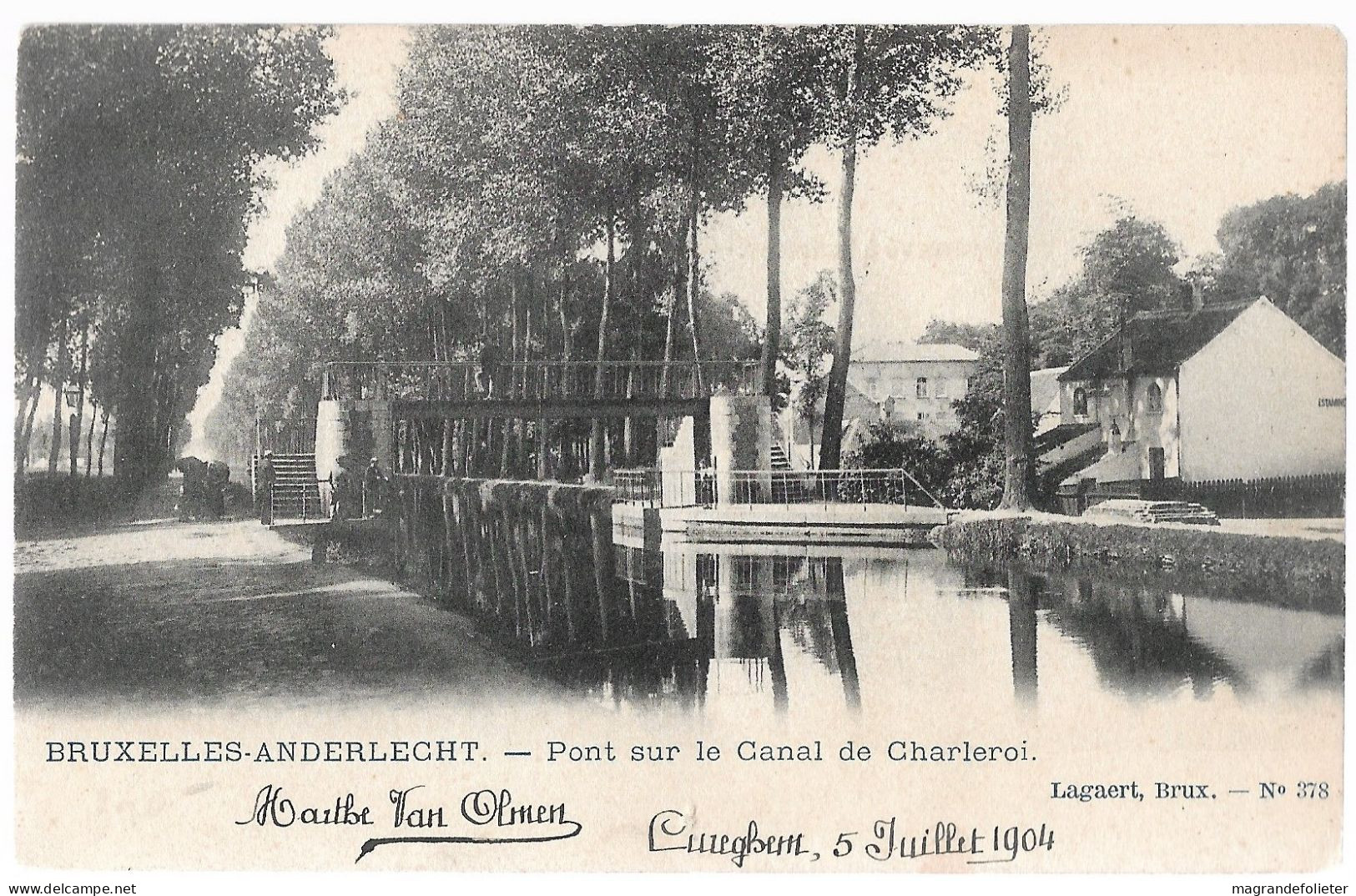 CPA CARTE POSTALE BELGIQUE BRUXELLES-ANDERLECHT PONT SUR LE CANAL DE CHARLEROI 1904 - Anderlecht