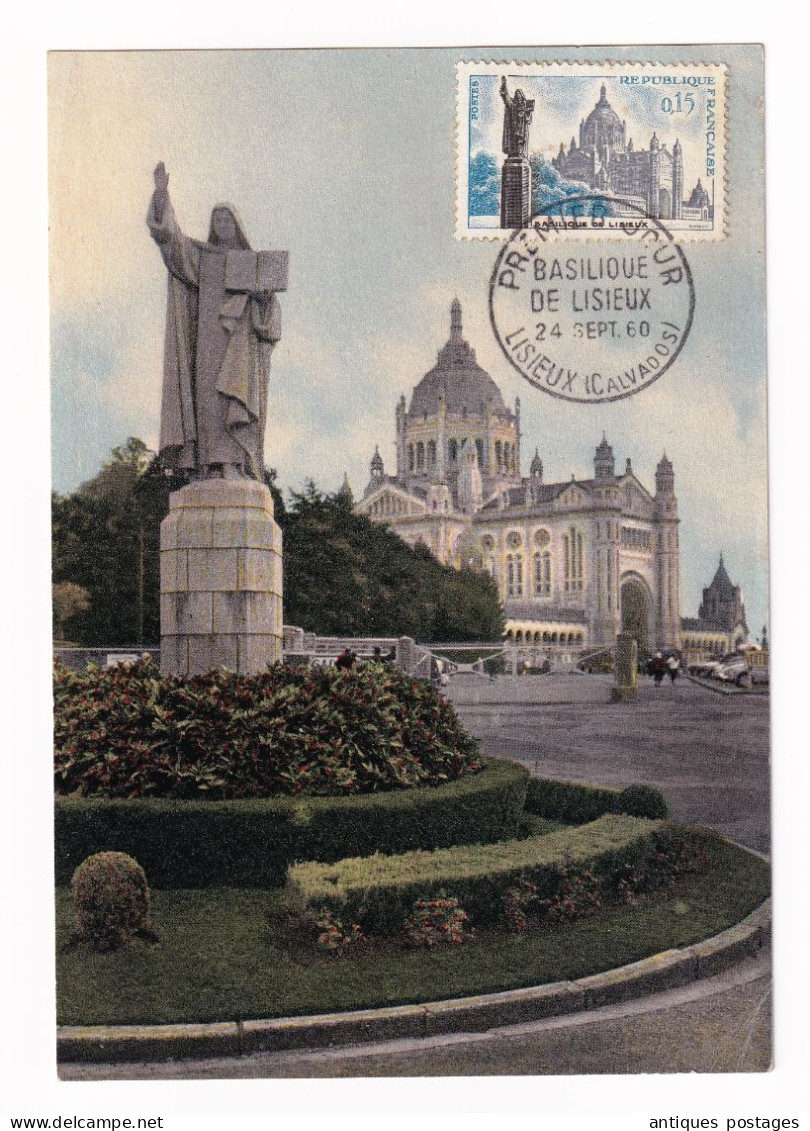 Carte Postale 1960 Basilique Sainte-Thérèse De Lisieux Calvados Comité Officiel Du Timbre De Lisieux Normandie - Lettres & Documents