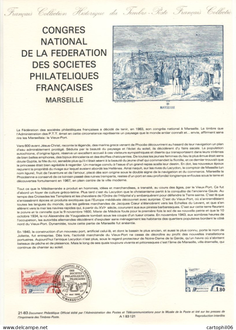 - Document Premier Jour LE CONGRÈS NATIONAL DE LA FFAP - MARSEILLE 21.5.1983 - - Documenti Della Posta