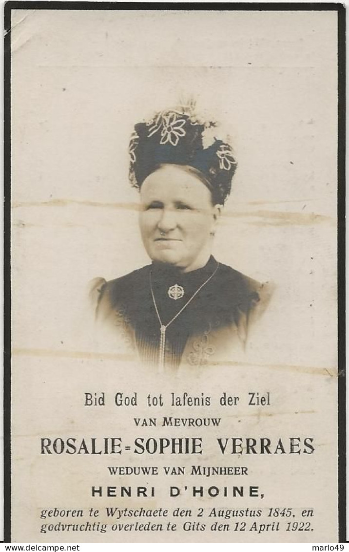 DP. ROSALIE VERRAES - D'HOINE ° WYTSCHAETE 1845 - + GITS 1922 - Religion &  Esoterik