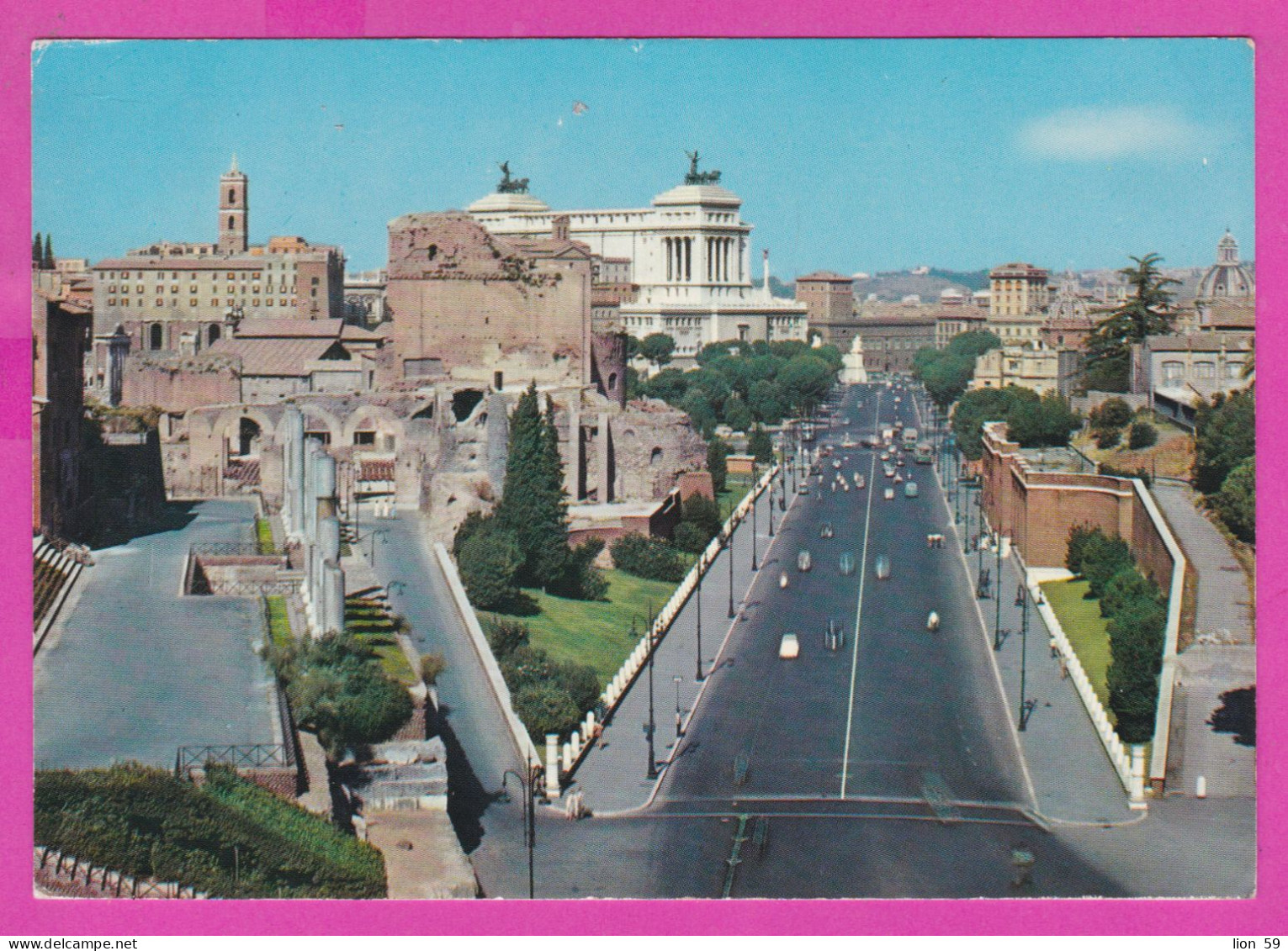 293949 / Italy - ROMA Via Dei Fori Imperiali PC 1970 ROMA FIUMICINO AEROPORTO USED - 40 L Coin Of Syracuse - 1961-70: Storia Postale