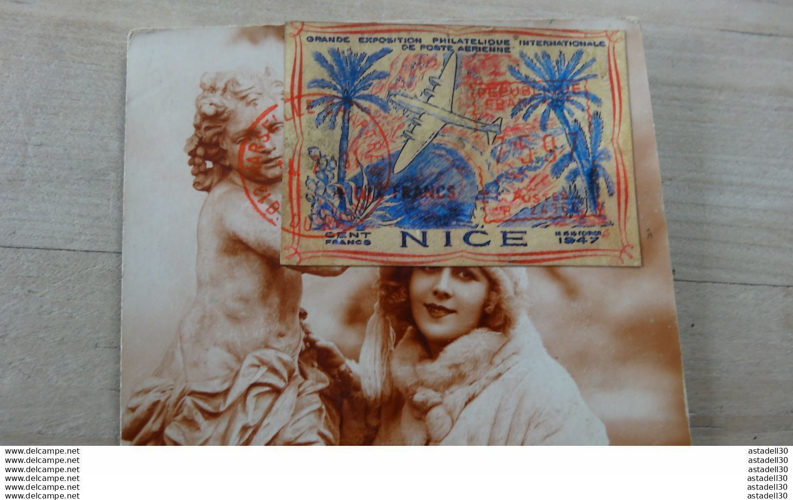 Sur CP : Vignette Exposition Philatelique NICE 1947  ............ 800-8139 - 1921-1960: Moderne