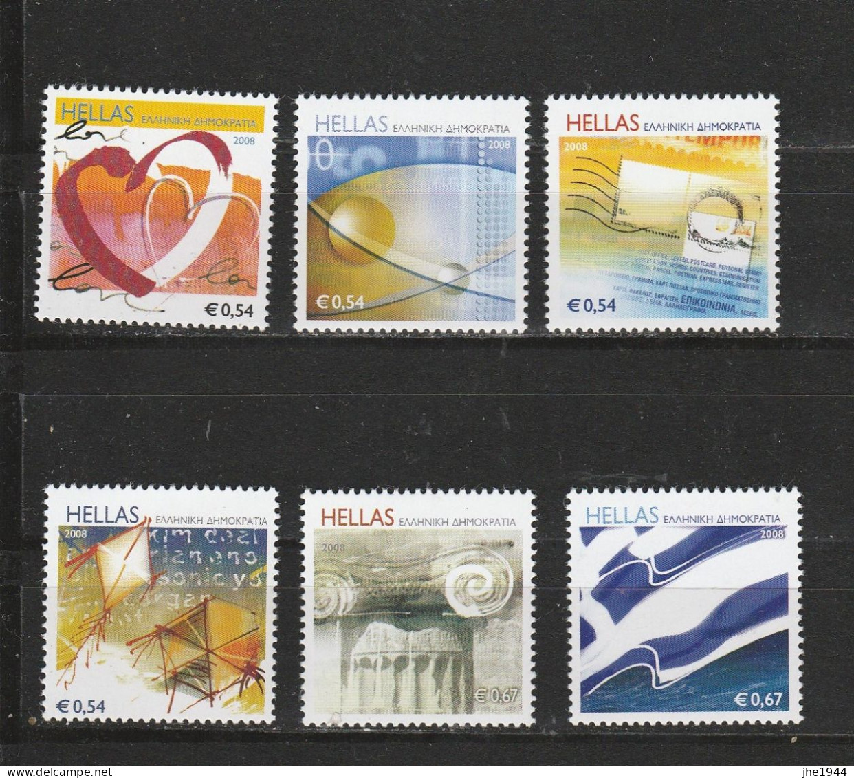 Grece N° 2428 à 2433 ** Serie Timbres De Message Et 2433 Avec Vignette - Unused Stamps