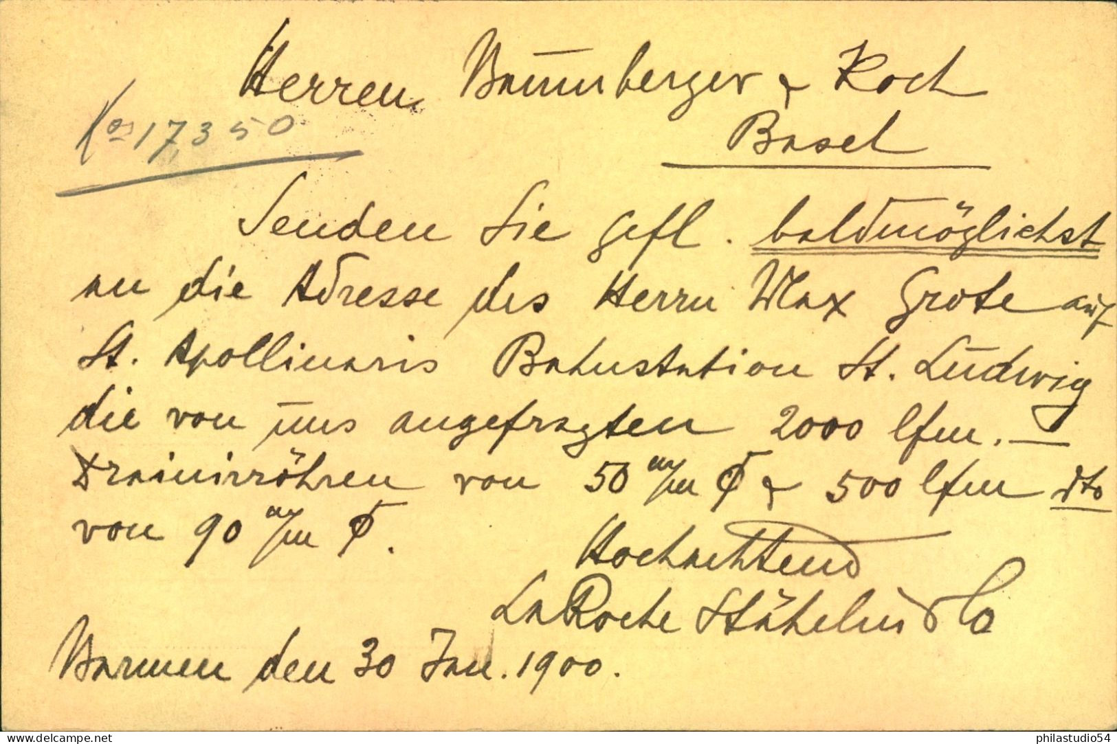 1900, 5 Pfg. Jahrhumdertkarte Mit Zsätzlicher 5 Pfg. Ab BARMEN In Die Schweiz - Lettres & Documents