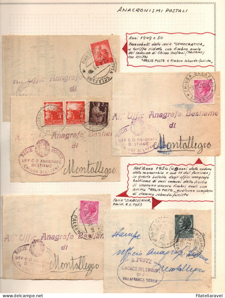 ITALIA REPUBBLICA- 1945/52 - N. 13 Frammenti Di Ricevuta "SERVIZIO ANAGRAFE BESTIAME" - 1946-60: Storia Postale