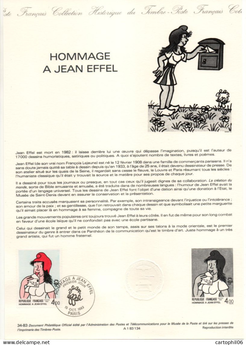 - Document Premier Jour HOMMAGE A JEAN EFFEL - PARIS 15.10.1983 - - Documenten Van De Post