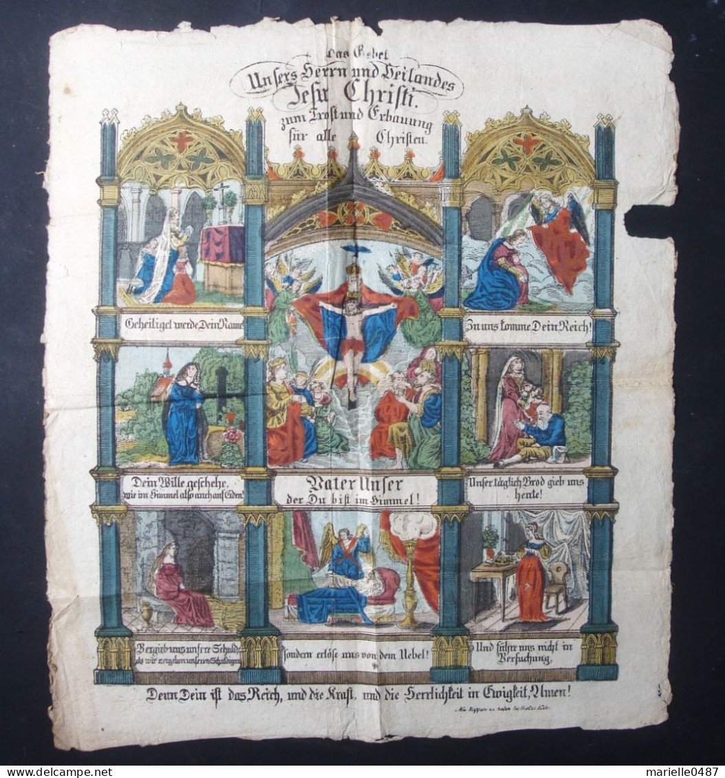 Grande Image Relieuse Allemande. 1800-1820. Gravure Sur Bois Rehaussée - Images Religieuses