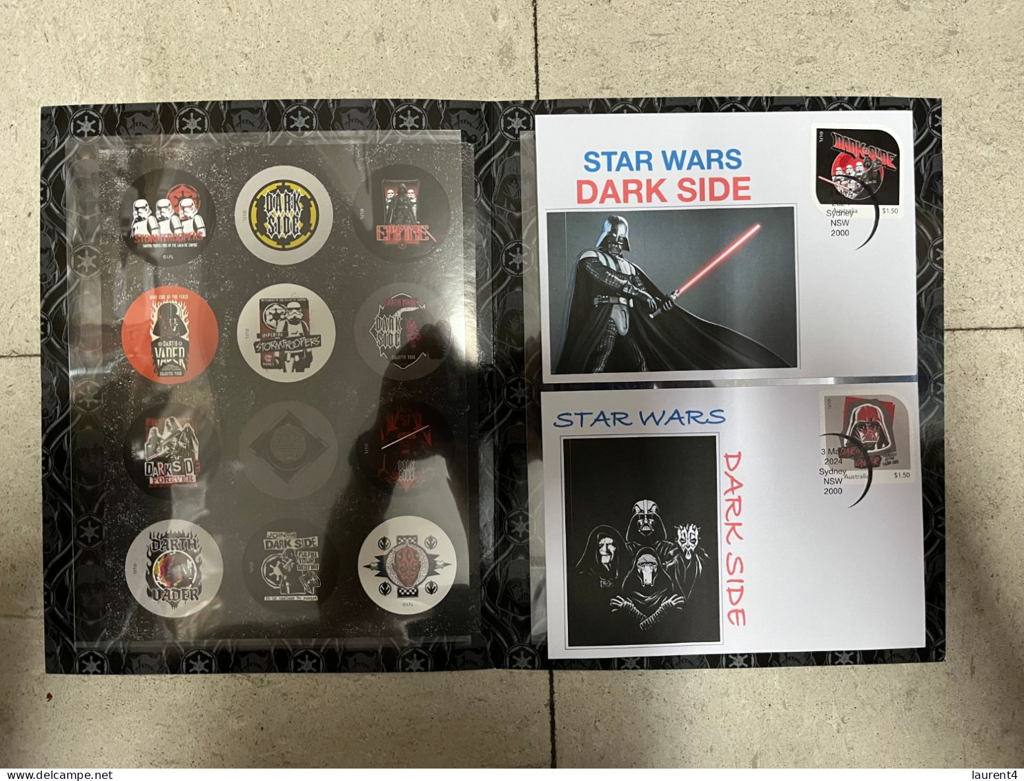 (folder 9-5-2024) Australia Post - Star Wars Dark Side - Presentation Pack (no Stamps + 12 Stickers + 2 Covers) - Presentation Packs