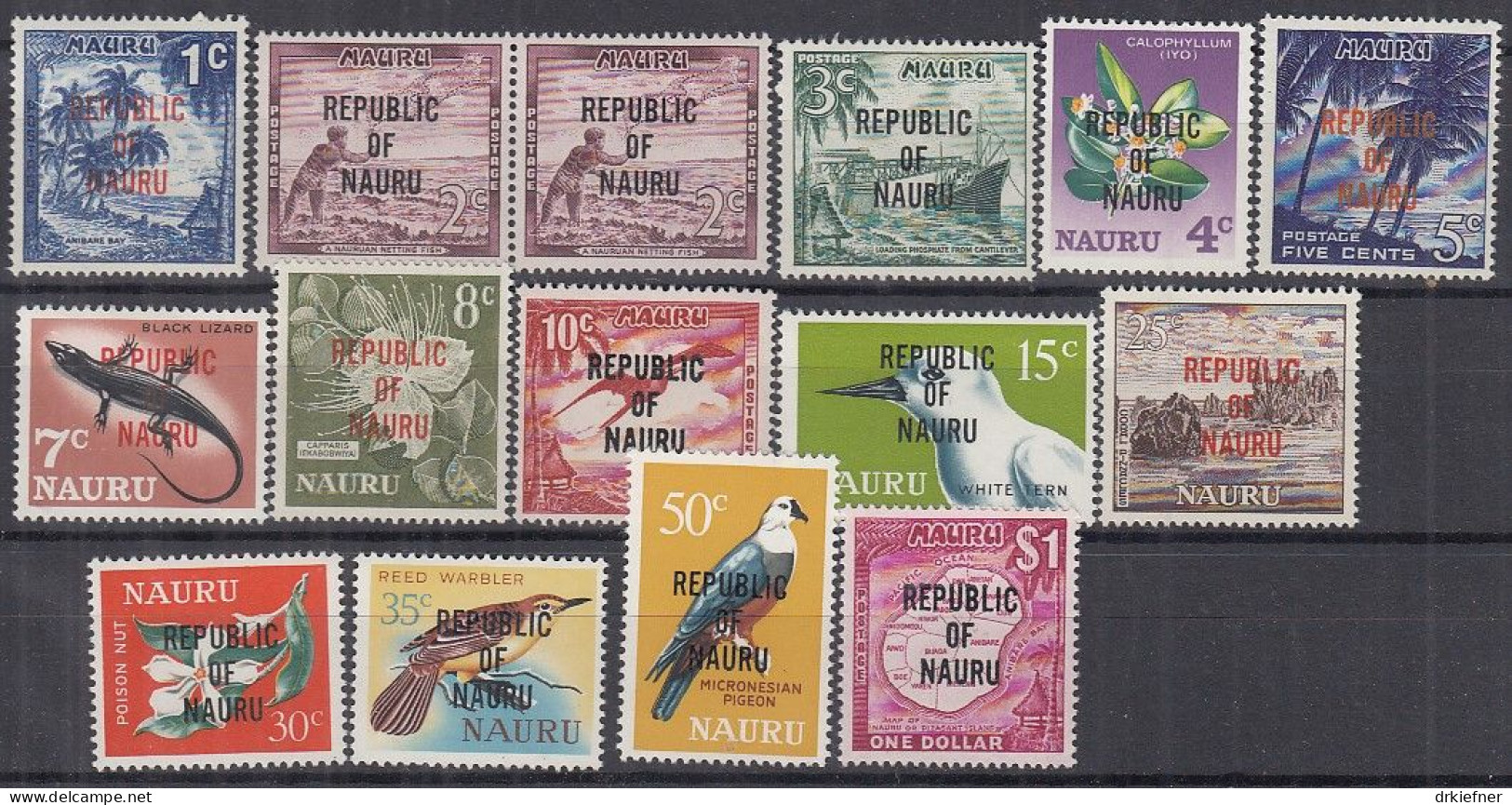 NAURU  69-82, Postfrisch **, Einheimische Bilder Mit Schwarzem Oder Rotem Bdr.-Aufdruck, 1968 - Nauru