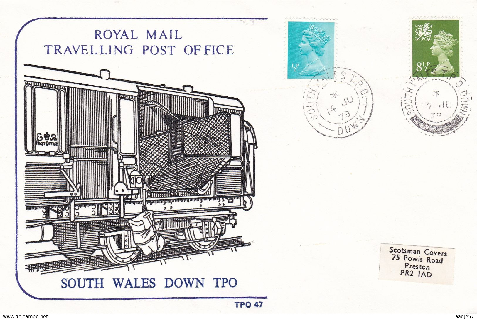 GB Engeland  1978 Royal Mail Travelling Post Office South Wales Down TPO - Trains