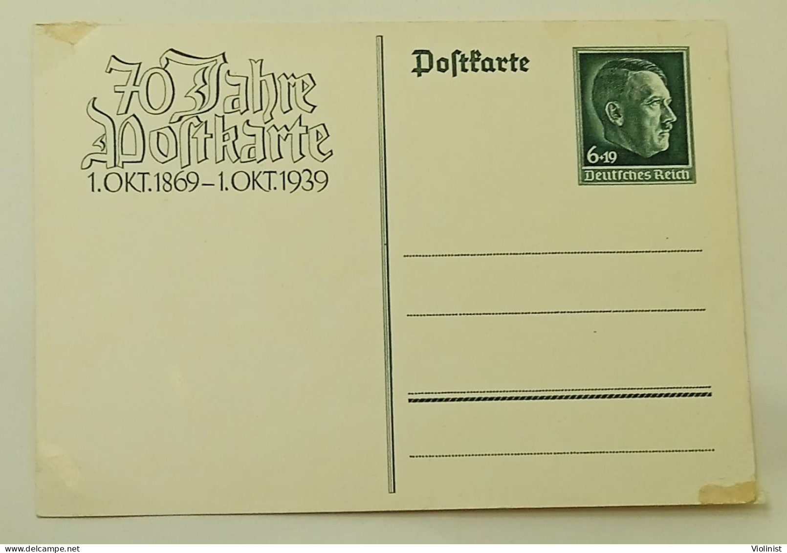 Deutsches Reich-70 Jahre Postkarte 1.OKT.1869.-1-OKT.1939. - Oficial