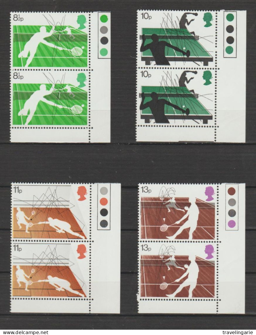 Great Britain 1977 Racket Sports - Pairs/corner Pieces With Traffic Lights MNH ** - Autres & Non Classés