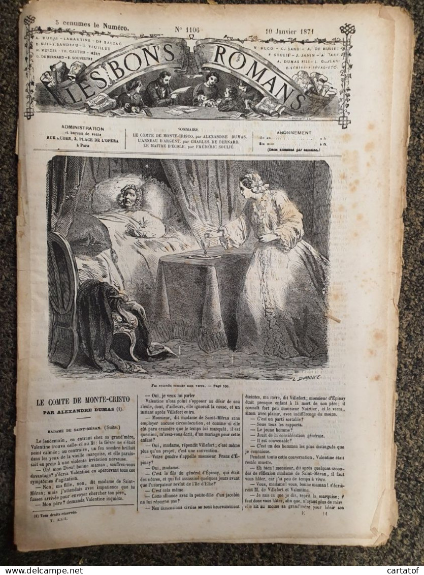 Lot De 39 Numéros  LES BONS ROMANS 1870-1871 . Le Comte De MONTE-CRISTO . DUMAS . DE BERNARD . SOULIE … - 1850 - 1899