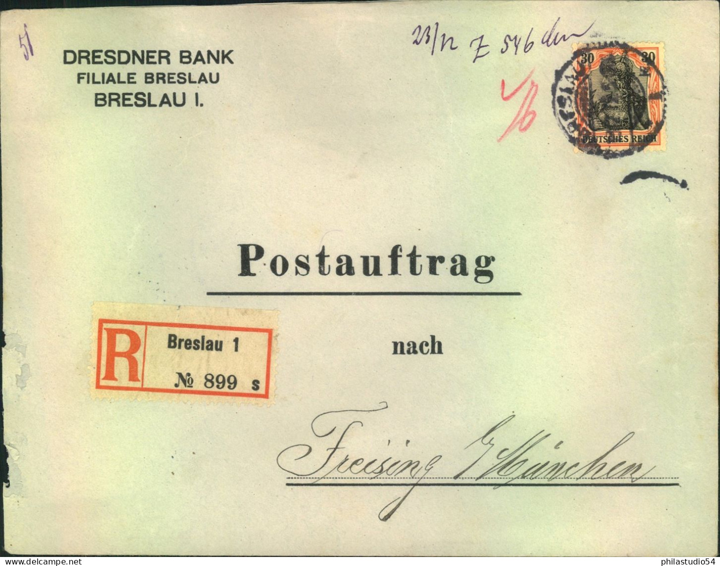 1919, 30 Pf. Germania Als EF Auf Postauftrag Mit Entsrechendem Formular - Brieven En Documenten