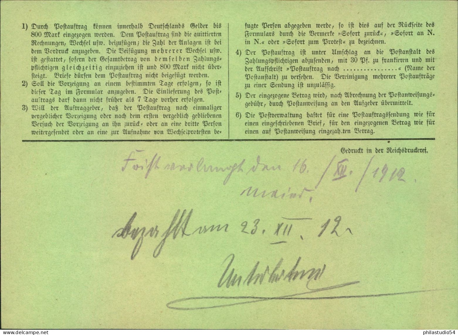 1919, 30 Pf. Germania Als EF Auf Postauftrag Mit Entsrechendem Formular - Brieven En Documenten