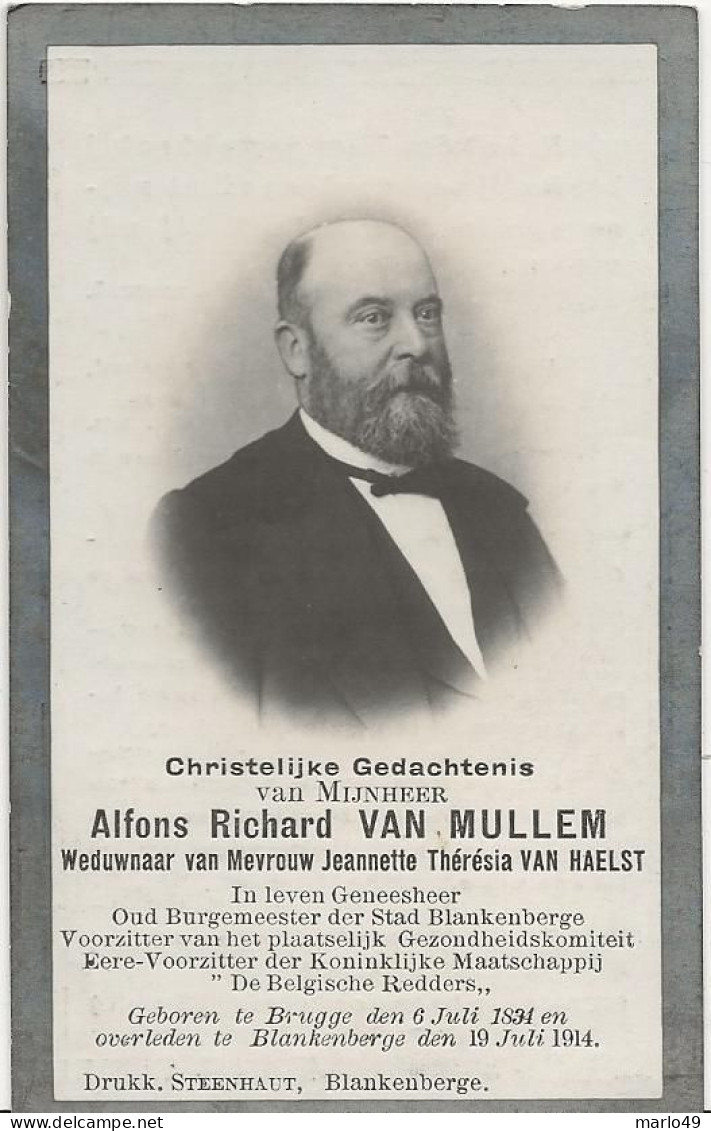 DP. ALFONS VAN MULLEM - VAN HAELST ° BRUGGE 1834- + BLANKENBERGE 1914 - OUD BURGEMEESTER STAD BLANKENBERGE - GENEESHEER - Religión & Esoterismo