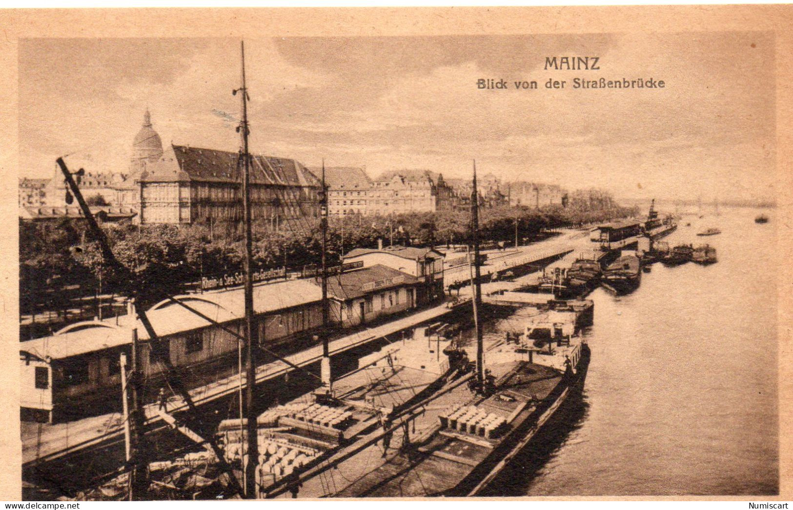 Mainz Mayence Blick Von Der Strassenbrücke Péniches Batellerie - Mainz