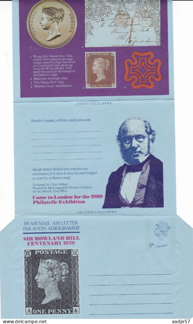 Air Letter Aerogramme 12p Sir Rowland Hill Cent. 1979 - Stamped Stationery, Airletters & Aerogrammes