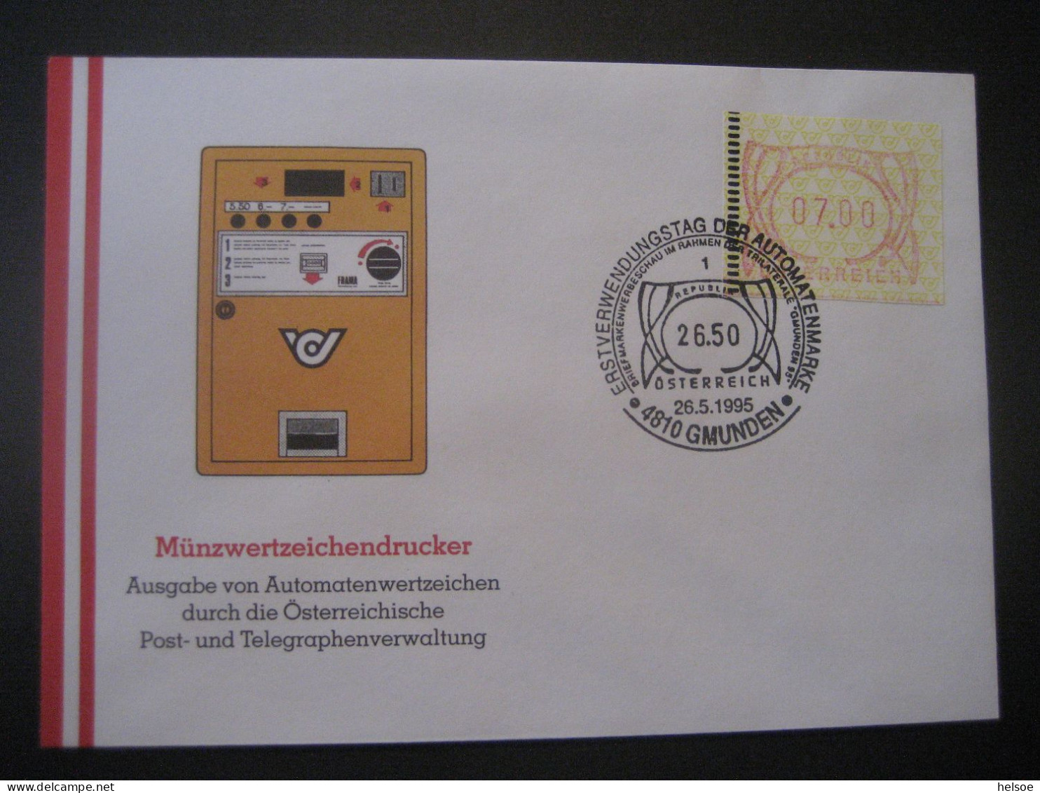 Österreich- FDC Satz Sonder-Beleg Münzwertzeichendrucker Frama Automatenmarke 5,50,6,7 MiNr. 3 - Machine Labels [ATM]