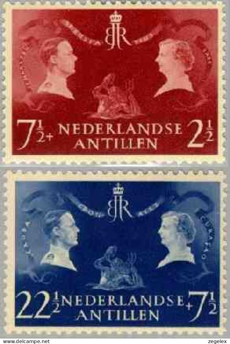 Nederlandse Antillen 1955 Koninklijk Bezoek - Royal Visit NVPH 253-254 MNH**, Postfris  - Curaçao, Nederlandse Antillen, Aruba