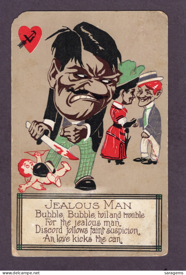 "Jealous Man" Valentines Comics 1910 - Antique Fantasy Postcard - Fairy Tales, Popular Stories & Legends