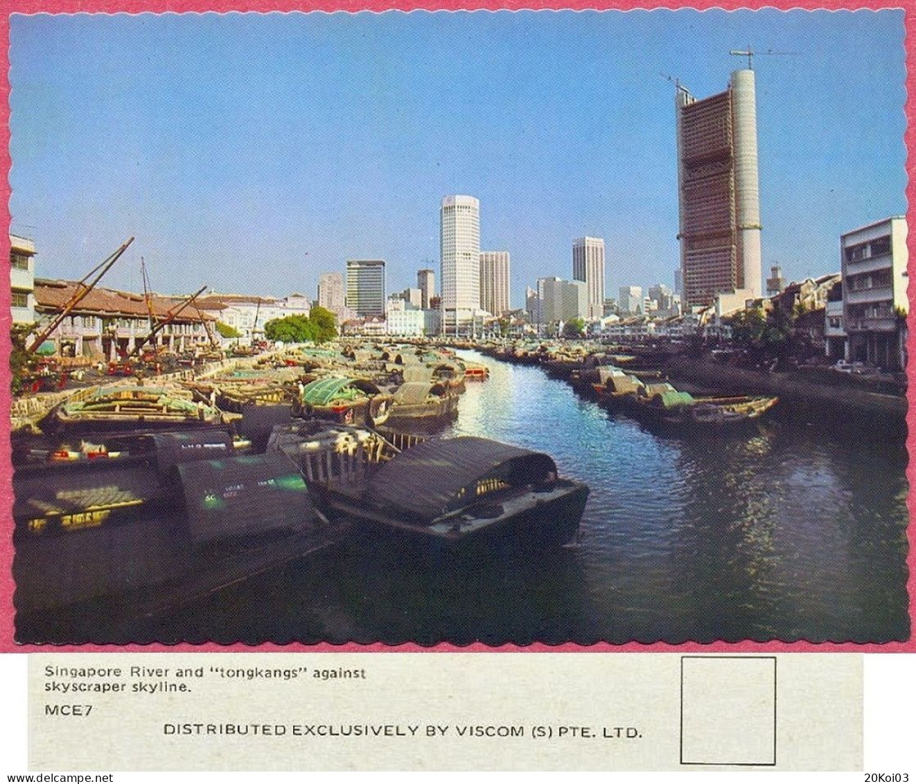 Singapore River "tongkongs" Skyscraper Skyline, 1977's MCE7 DISTRIBUTED EXCLUSIVELY BY VISCOM (S) PTE. LTD. Vintage_cpc - Singapour