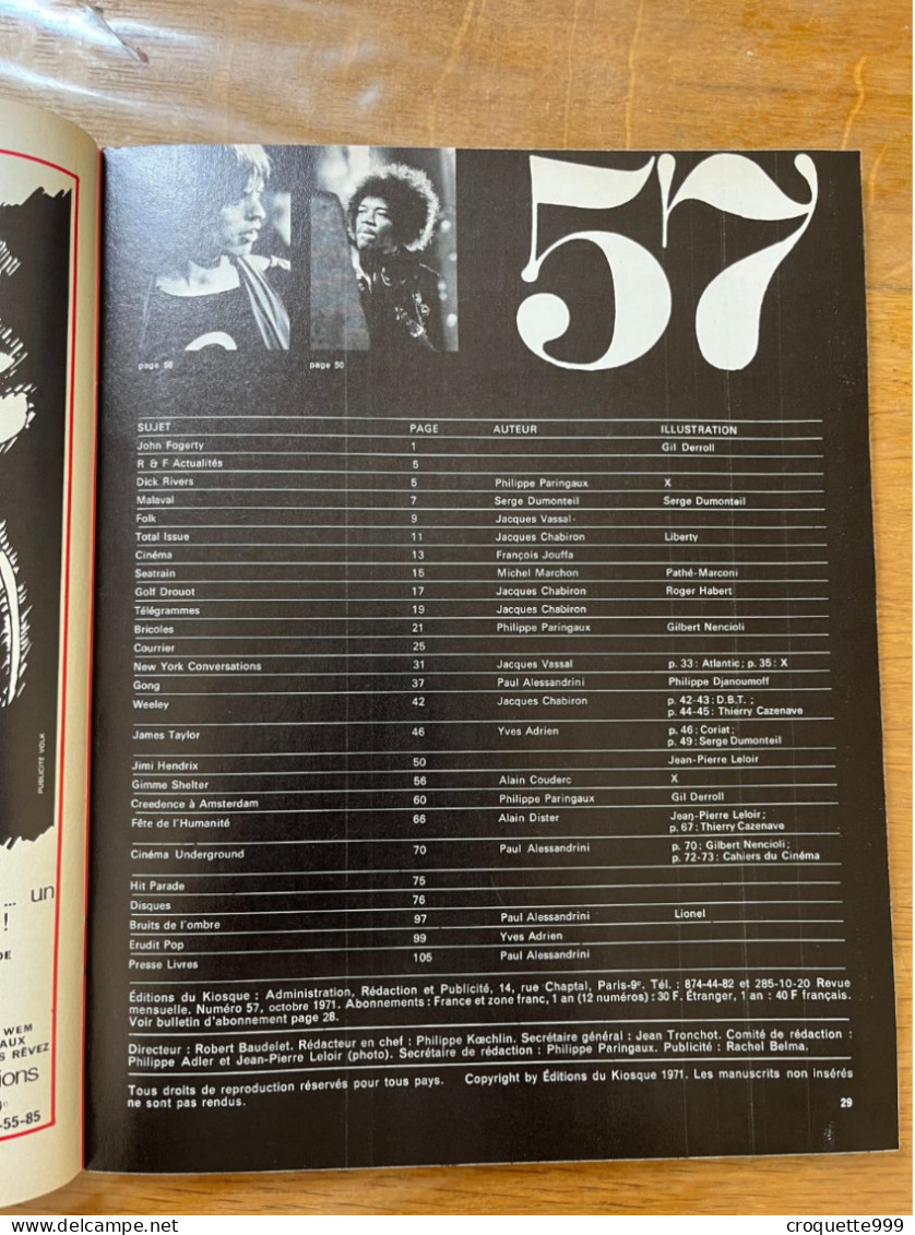 1971 ROCK FOLK 57 Creedence A Amsterdam Gong Weeley James Taylor Jimi Hendrix - Music