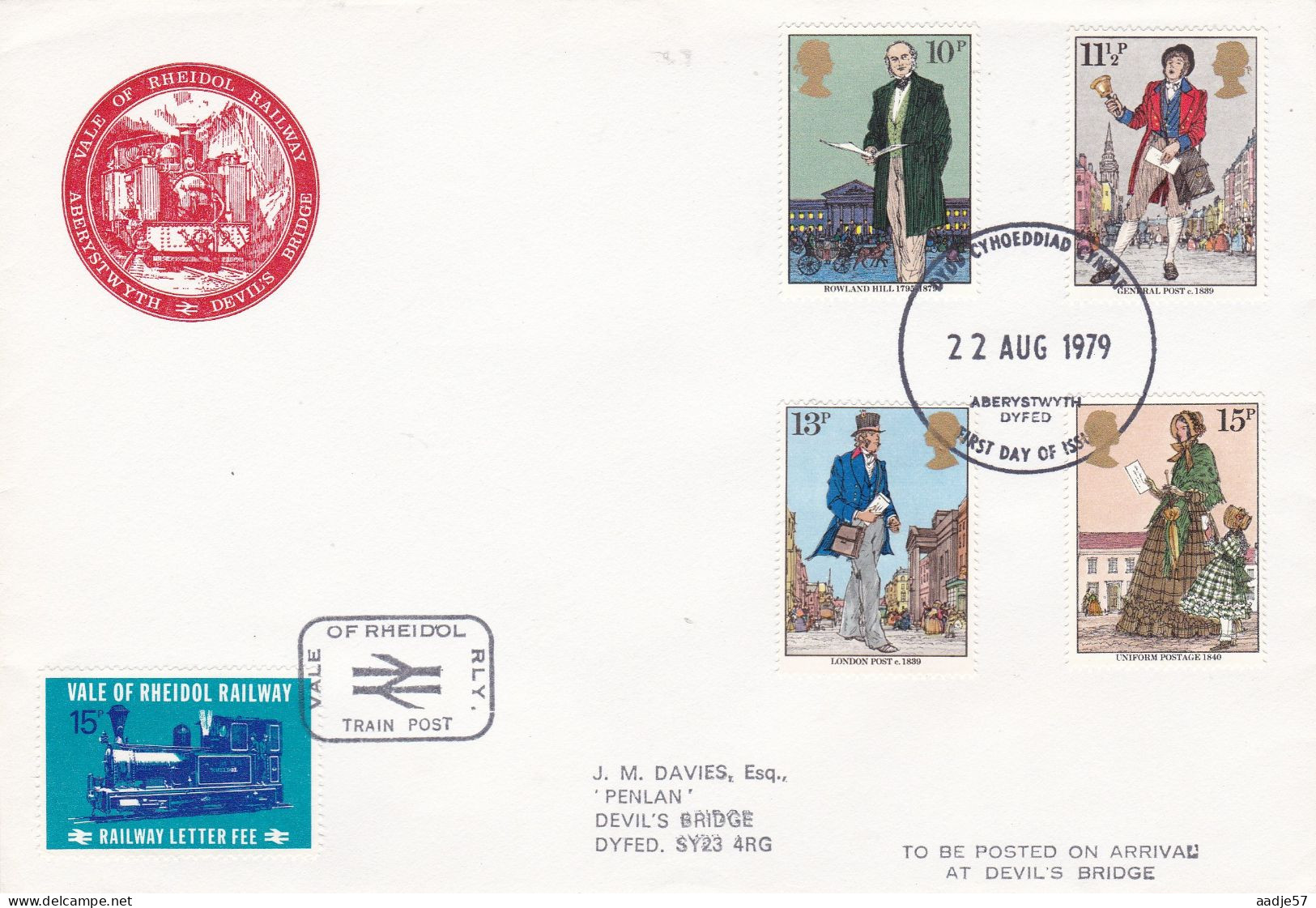 GB Engeland 1979  FDC Sir Rowland Hill Vale Of Rheidol Railway 22-08-1979 - Treinen