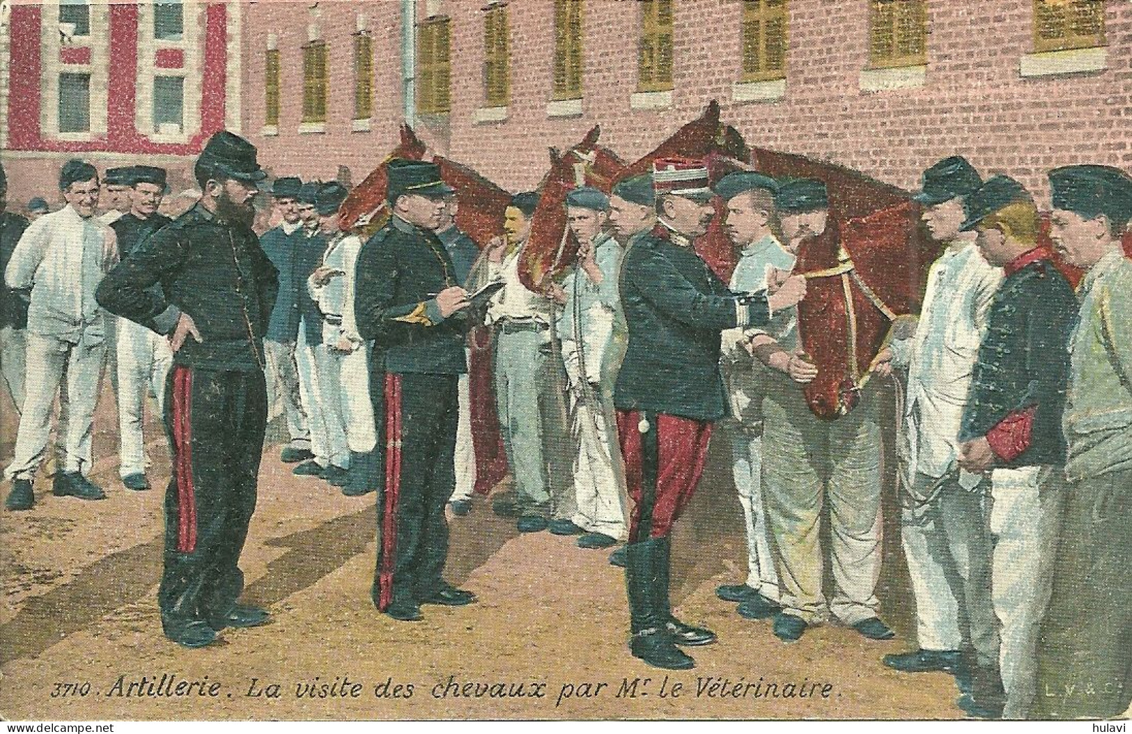 ARTILLERIE - LA VISITE DES CHEVAUX PAR Mr LE VETERINAIRE ( Militaria) (538) - Barracks