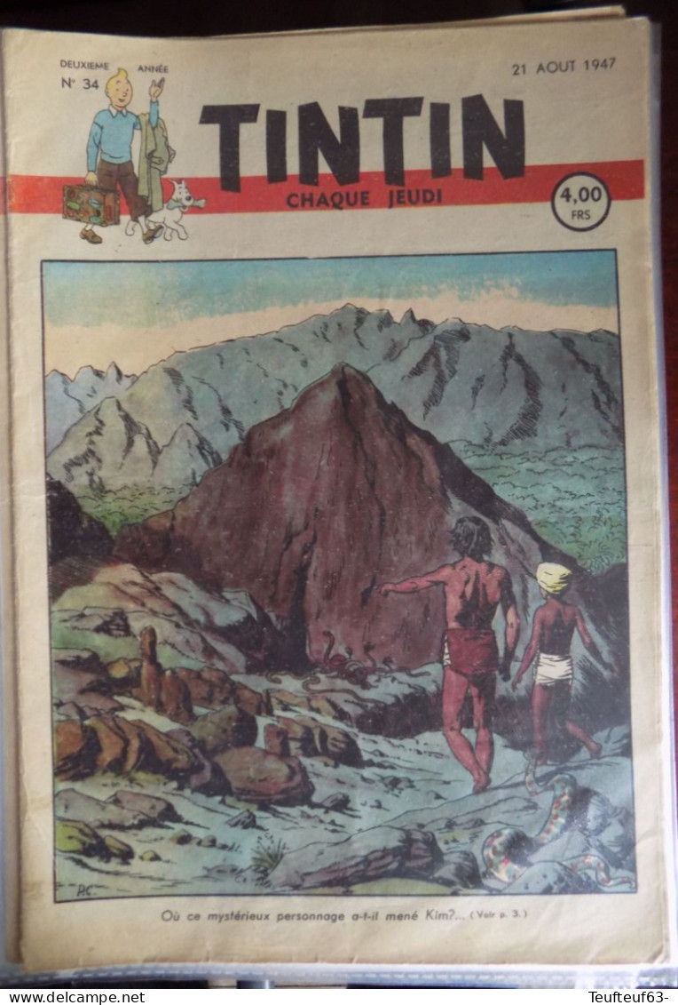 Tintin N° 34/1947 Couv. Cuvelier - Tintin