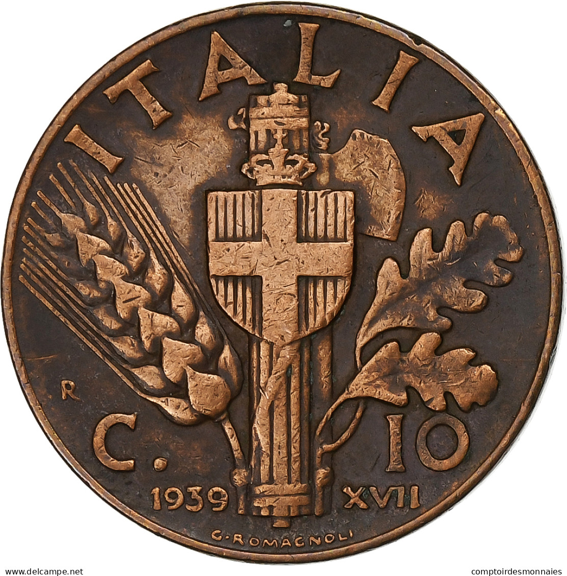 Italie, Vittorio Emanuele III, 10 Centesimi, 1939, Rome, Bronze-Aluminium, TTB+ - 1900-1946 : Víctor Emmanuel III & Umberto II