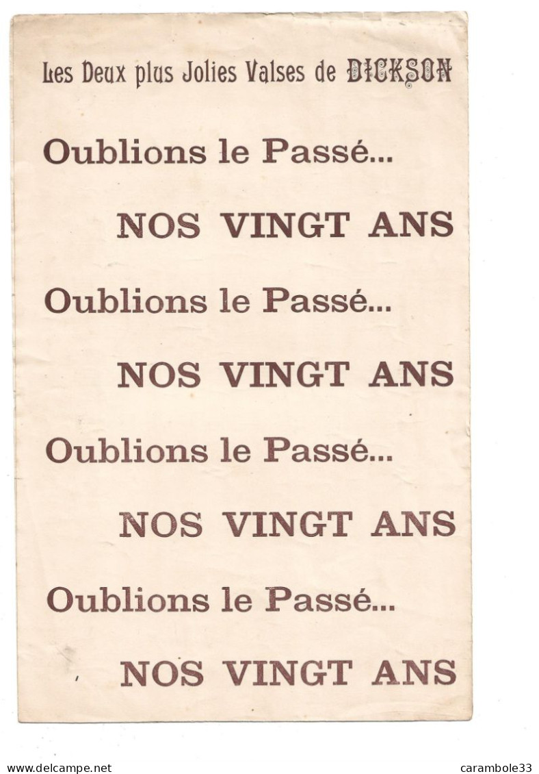 Repertoire H. DICKSON  " Ton Coeur était Méchant " VALSE CREEE H. DICKSON  4 Pages  (1568) Bon état - Liederbücher