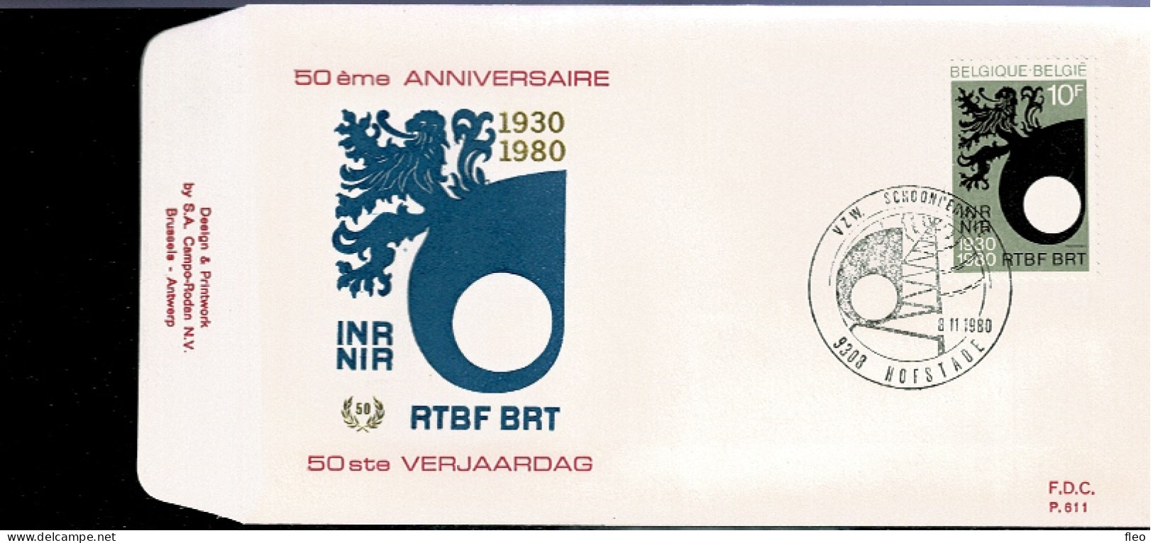 1980 1995 FDC ( Hofstade ): " 50 Ans/jaar De/van I.N.R - R.T.B.F. " - 1971-1980