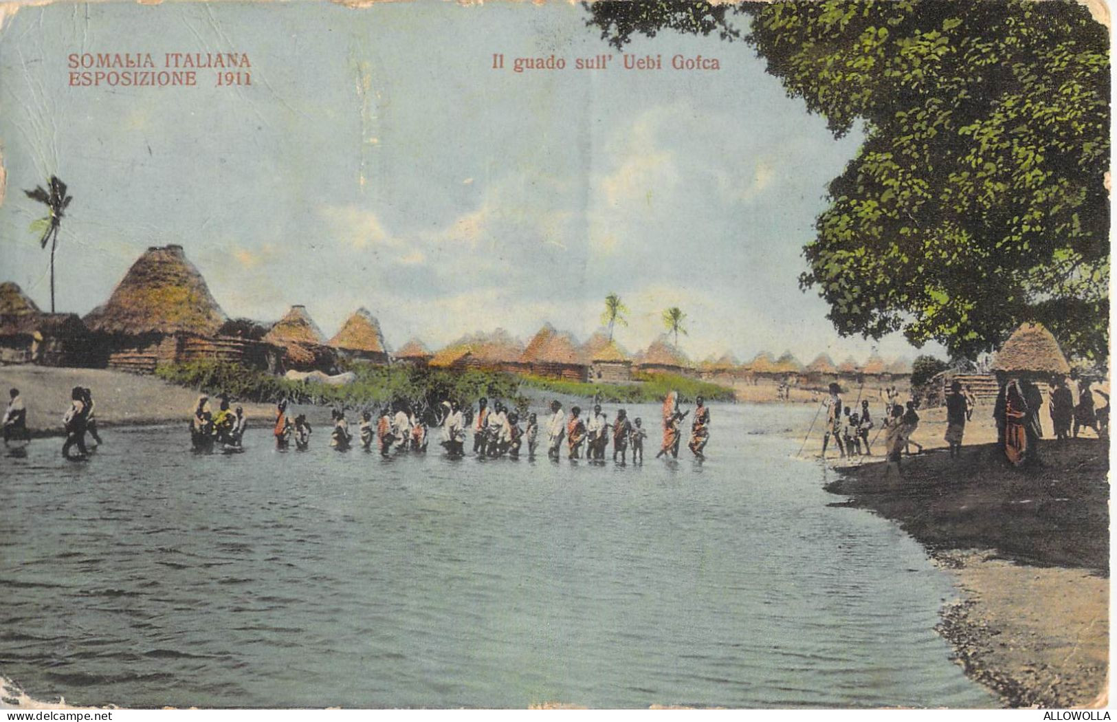 26886 " SOMALIA ITALIANA-ESPOSIZIONE 1911-IL GUADO SULL' UEBI GOFCA " ANIMATA-CART.POST. SPED.1920 - Ausstellungen
