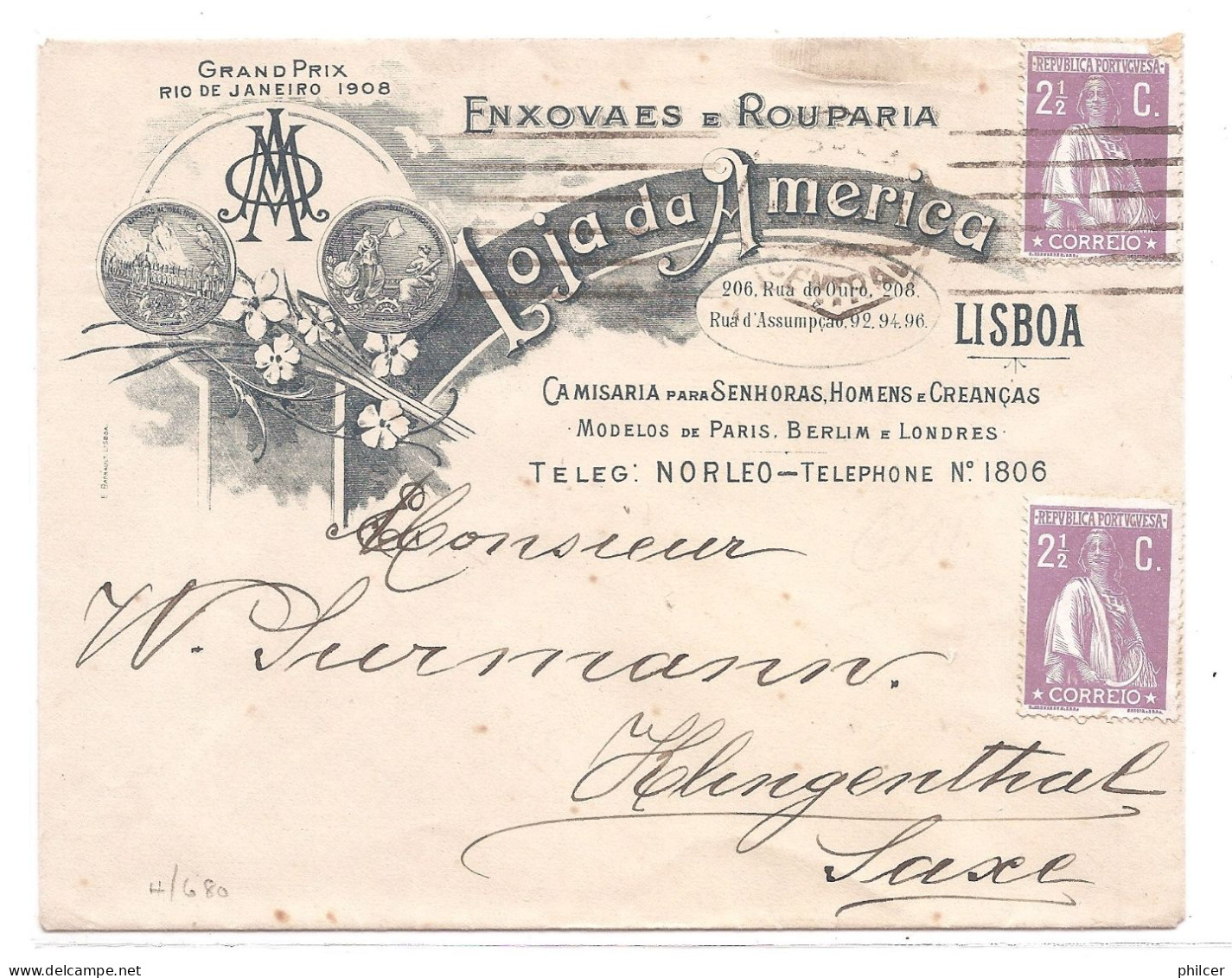 Portugal, 1912, # 211, Lisboa-Saxe - Briefe U. Dokumente