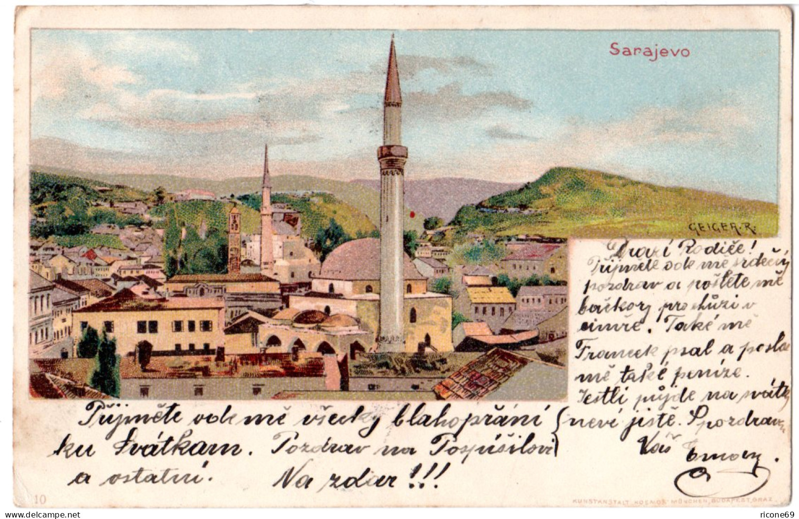 Österreich 1899, Bosnien Sarajevo-Litho AK M. 2 Kr. U. Dalmatien K1 Risan - Briefe U. Dokumente