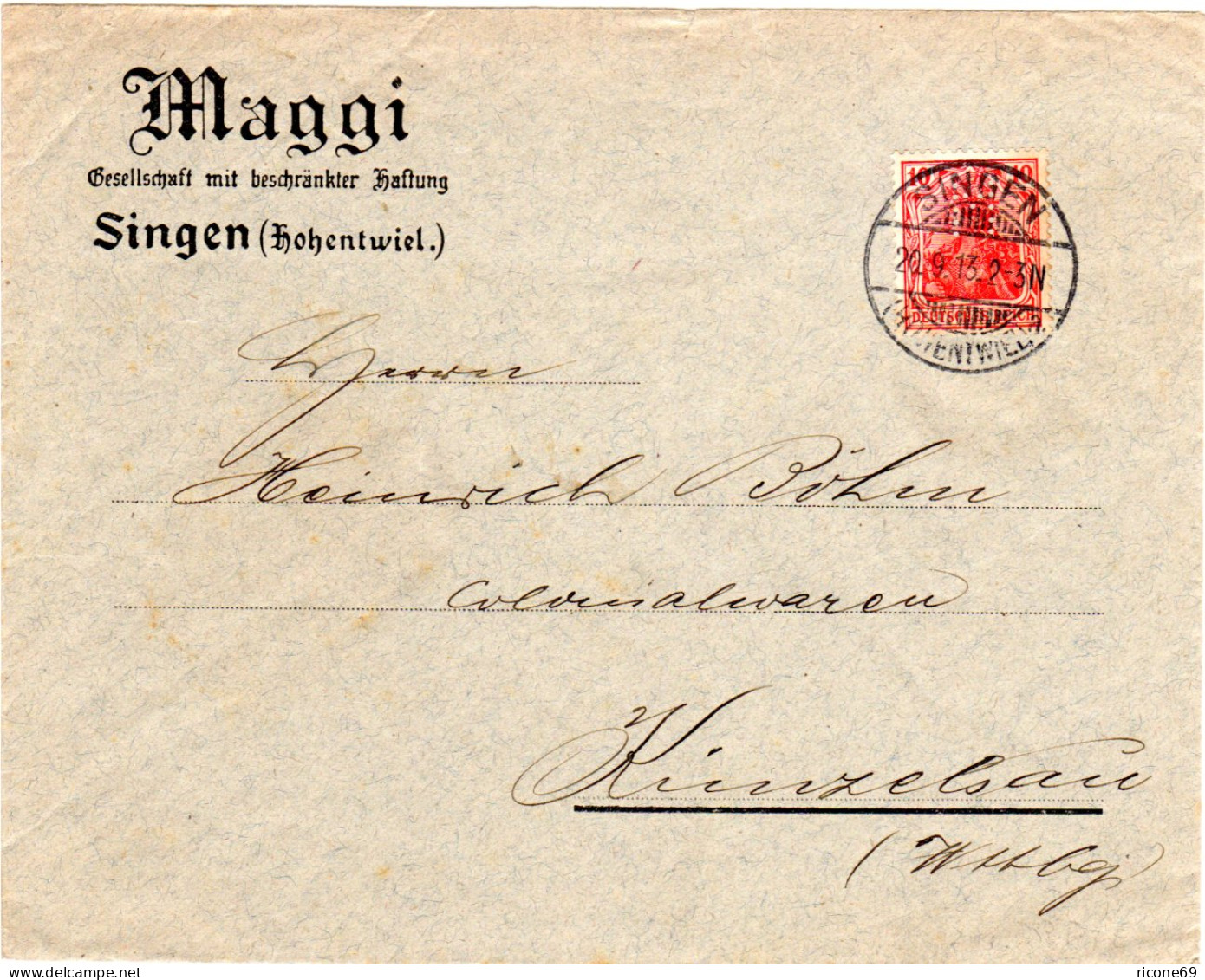 DR 1913, 10 Pf. M. Perfin Auf Maggi Firmen Brief V. Singen - Food