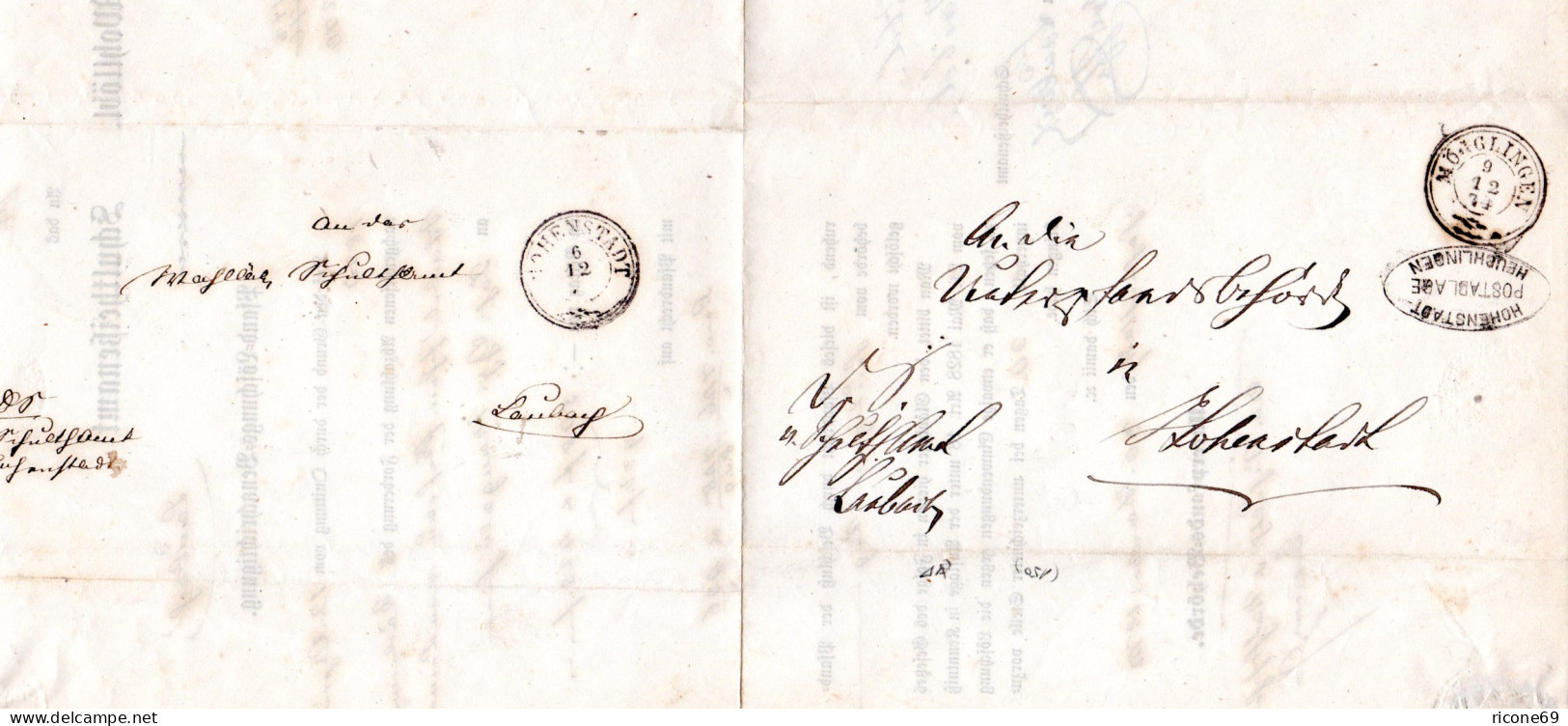 Württemberg 1874, Postablage Heuchlingen U. Innen K3 Hohenstadt Auf Wende Brief  - Storia Postale