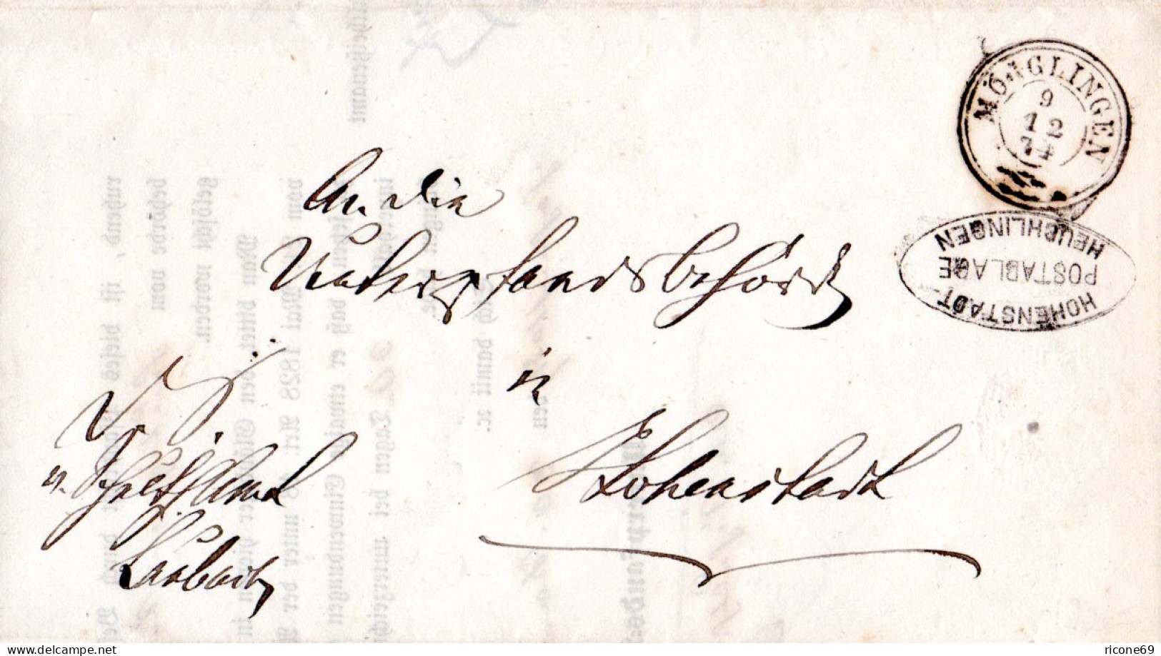 Württemberg 1874, Postablage Heuchlingen U. Innen K3 Hohenstadt Auf Wende Brief  - Briefe U. Dokumente