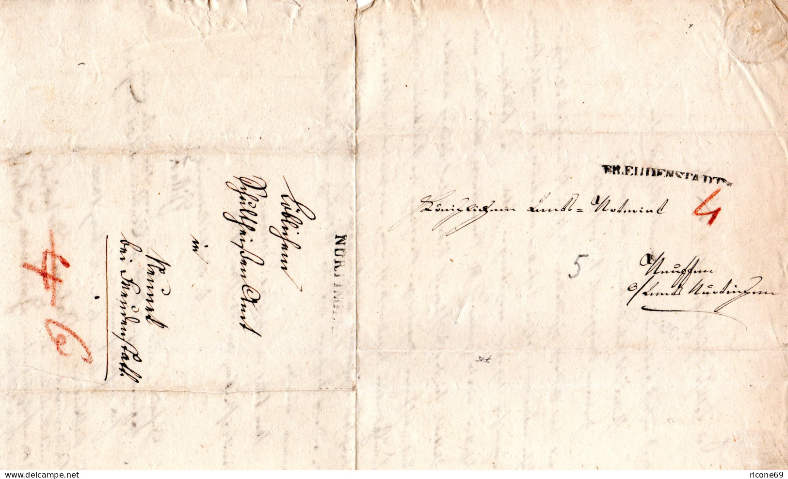 Württemberg 1834, L1 Blaufelden U. Innen Nürtingen Auf Wende Brief  - Préphilatélie
