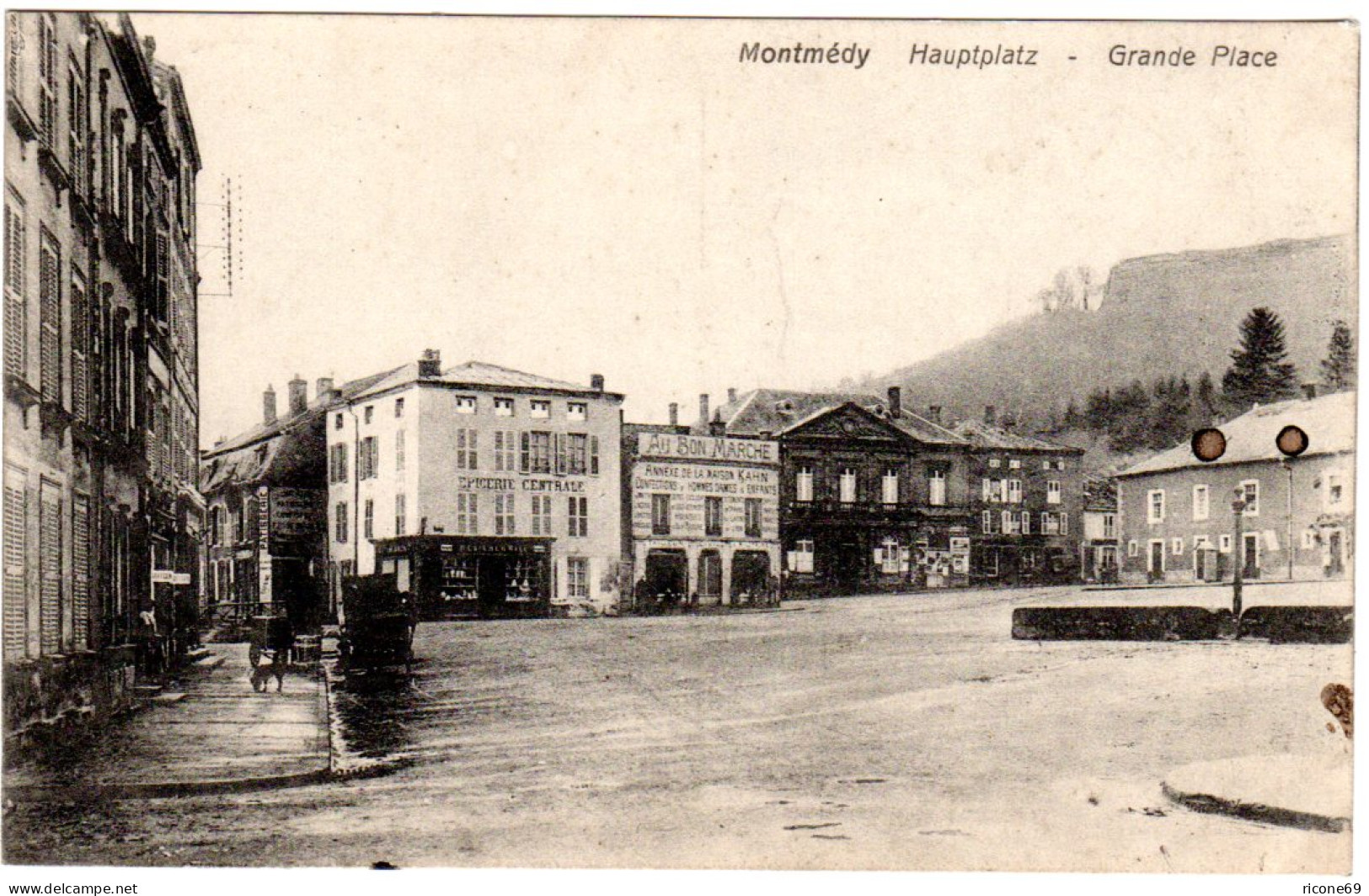 Frankreich, MONTMÉDY Hauptplatz M. Geschäften, 1915 Gebr. Sw-AK - Otros & Sin Clasificación