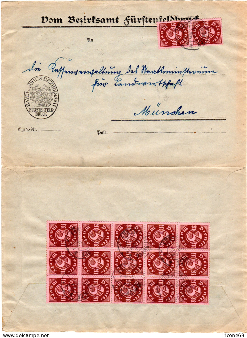 DR 1923, Massenfrankatur 17x3 Mk. Auf Brief M. Reservestempel Fürstenfeldbruck - Cartas & Documentos