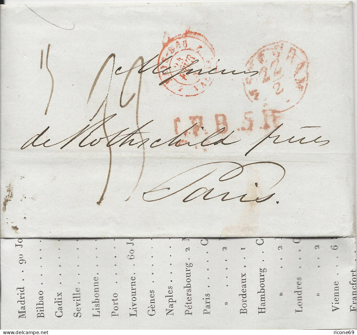 NL 22.2.1842, Porto Brief M. Gerduckten Wechselkursen V. Amsterdam N Frankreich  - Other & Unclassified