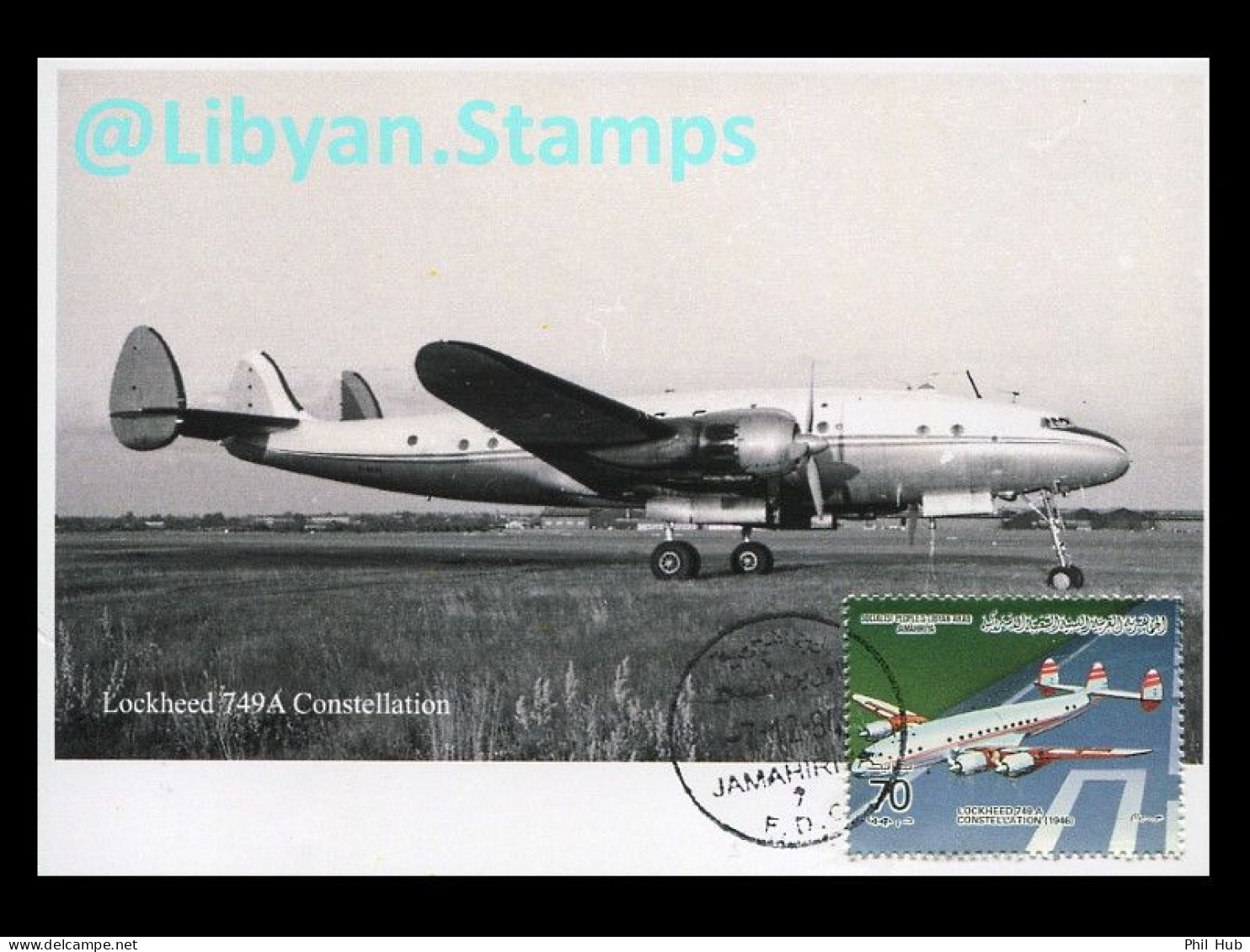 LIBYA 1984 Lockheed 749A Constellation USA ICAO Aviation (maximum-card) - Avions