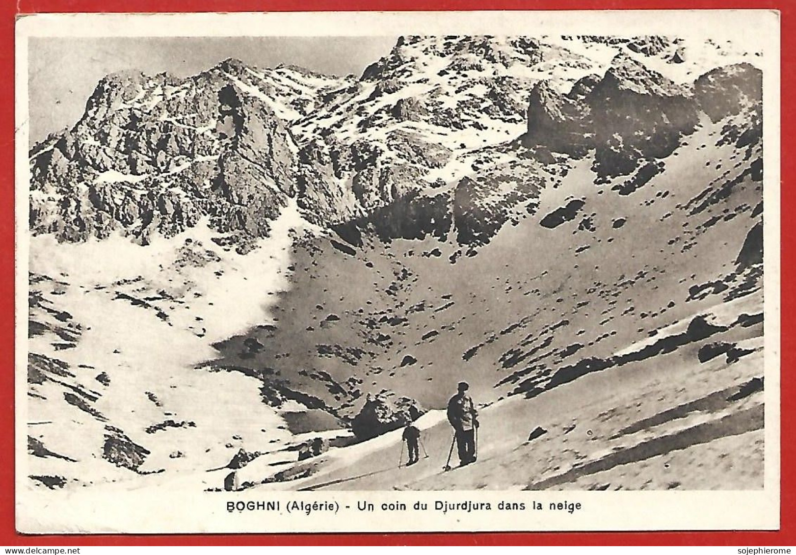 Boghni (Algérie) Un Coin Du Djurdjura Dans La Neige 2scans Skieurs 30-01-1935 Timbre - Other & Unclassified