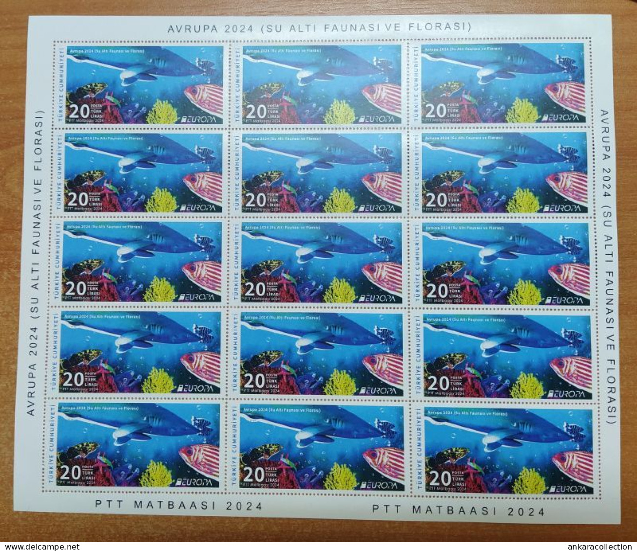 AC - TURKEY STAMP -  EUROPA 2024  UNDERWATER FAUNA AND FLORA  MNH FULL SHEET ANKARA, 09 MAY 2024 - Unused Stamps