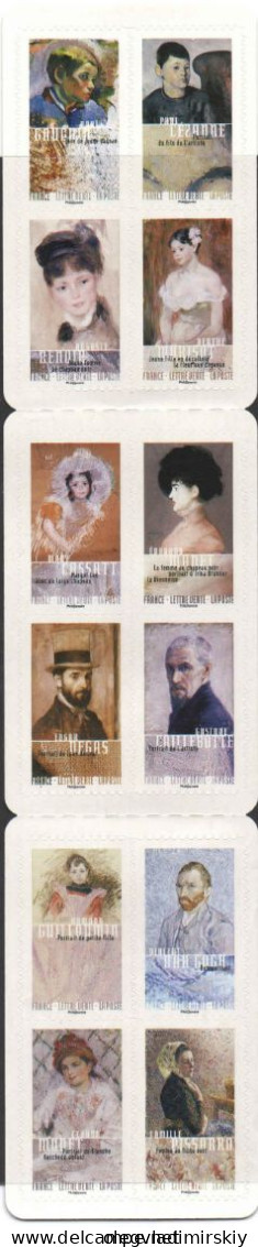 France 2016 Art Festival "Impressionists Of Normandy": Portraits And Self-portraits Set Of 12 Stamps In Booklet MNH - Impressionismo