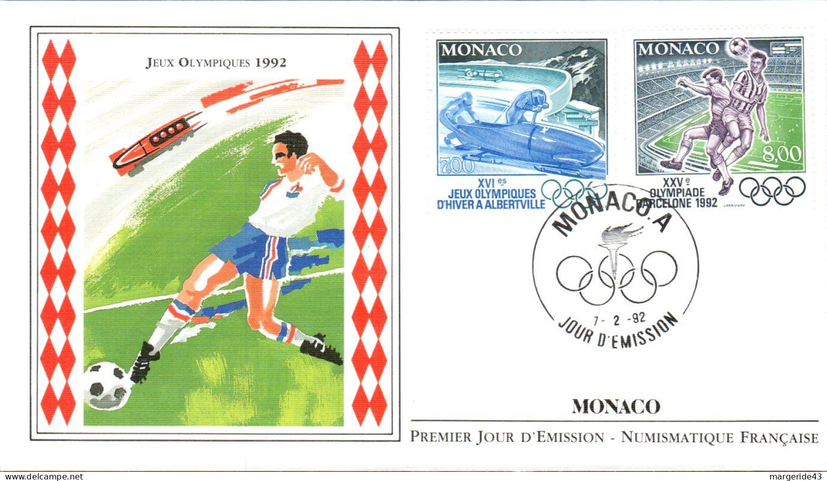 FDC 1984 J O DE 1992 ALBERTVILLE ET BARCELONE - FDC