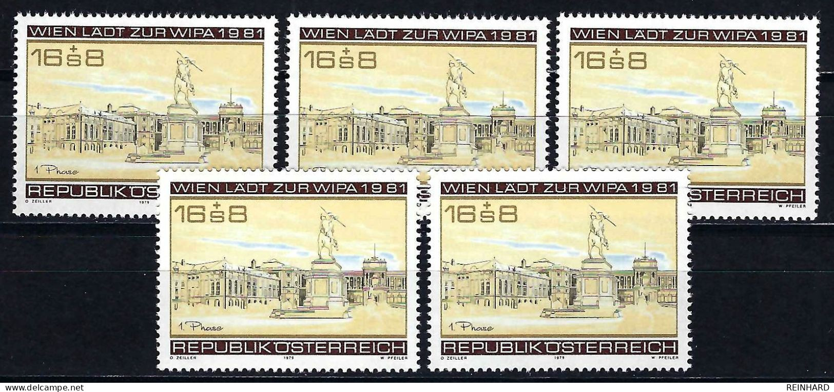 ÖSTERREICH 5 X ANK-Nr. 1660 WIPA 1981 Postfrisch - Siehe Bild - Unused Stamps